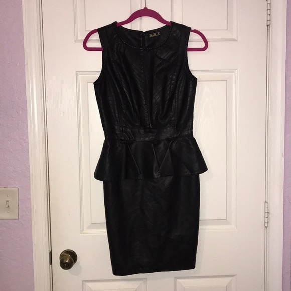 Studio F Dresses & Skirts - Black vegan leather peplum dress